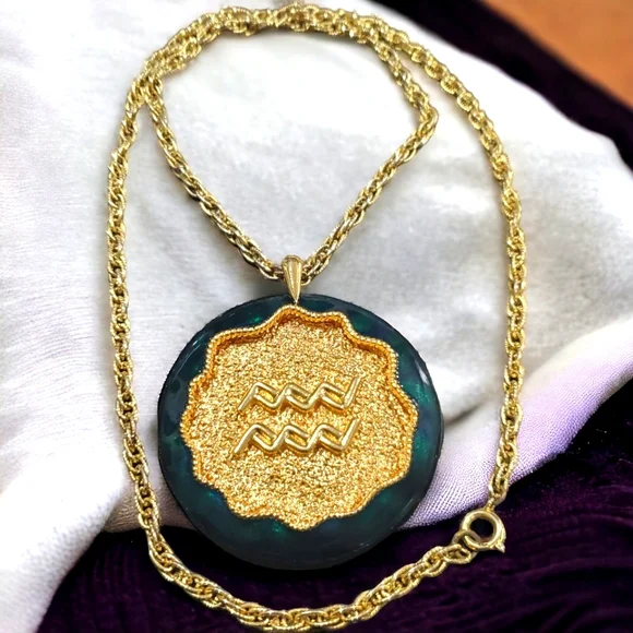 JOMAZ Rarest Aquarius Zodiac Enamel Necklace